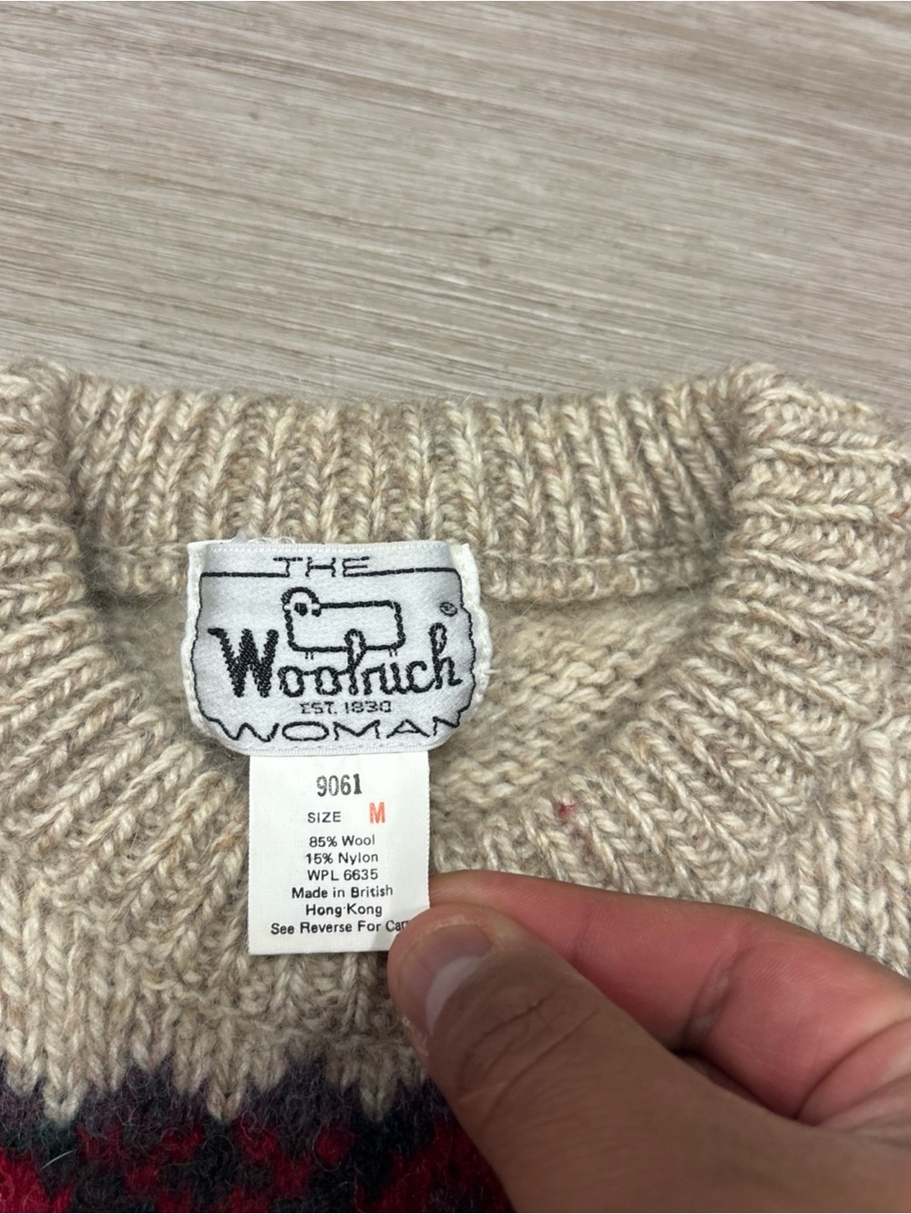 Vintage Woolrich Woman Sweater M (Fit S) Fair Isle Chunky Knit Wool Cottagecore - Picture 6 of 7